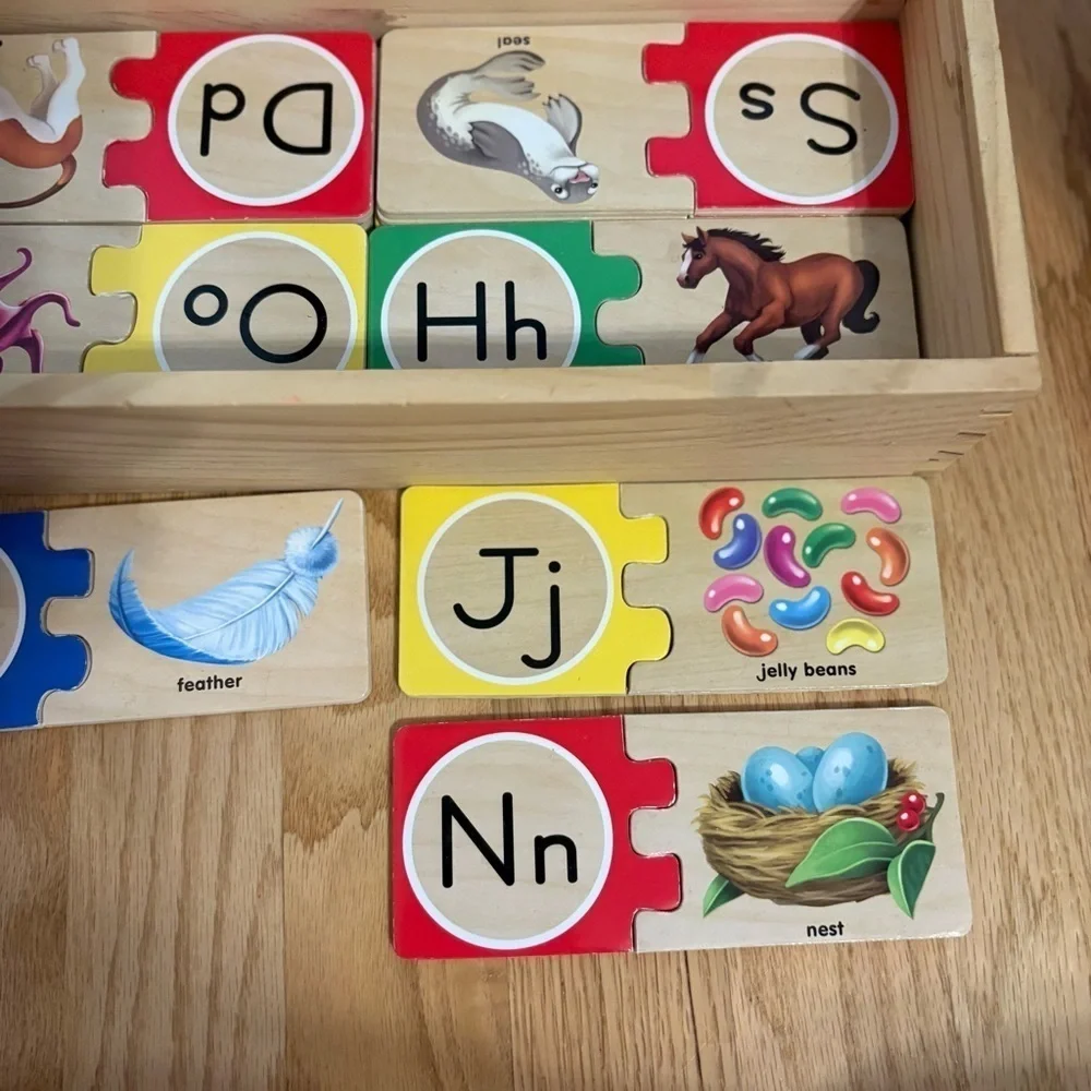 Melissa & Doug Self Correct Wooden Letter Puzzle Set